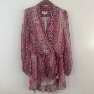 Pink Snake Print Mini Dress